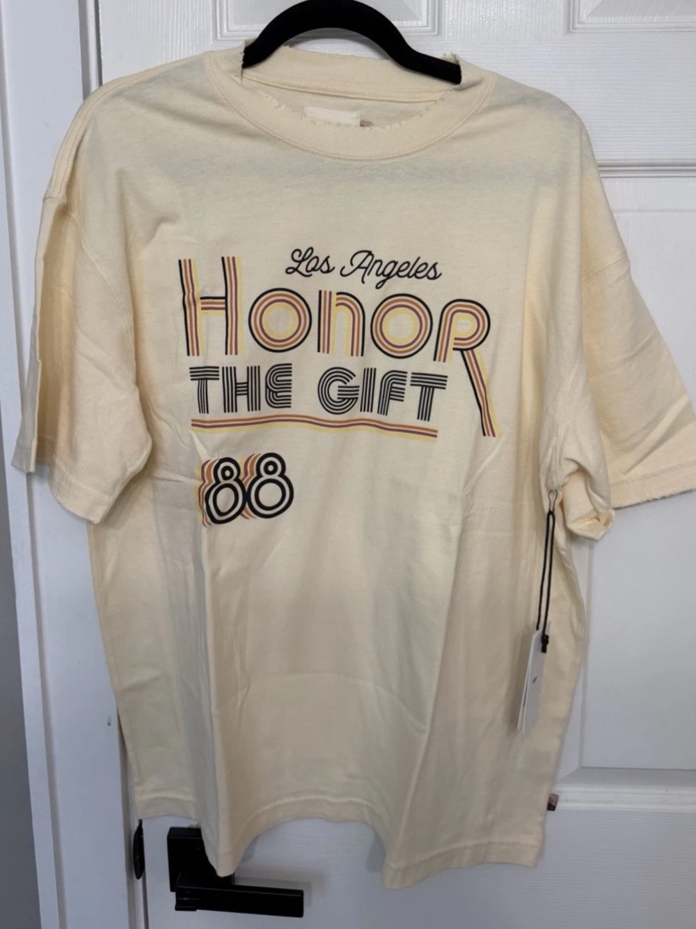 Honor The Gift Los Angeles Distressed T-Shirt Beige Men's Size Medium